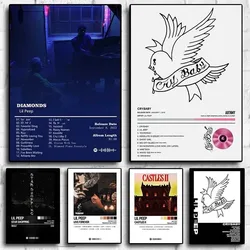 Singer Lil Peep Album Diamonds Poster Cover Aesthetic Set for Wall Art Rapper Music Single CastLes Canvas Print Room Decor