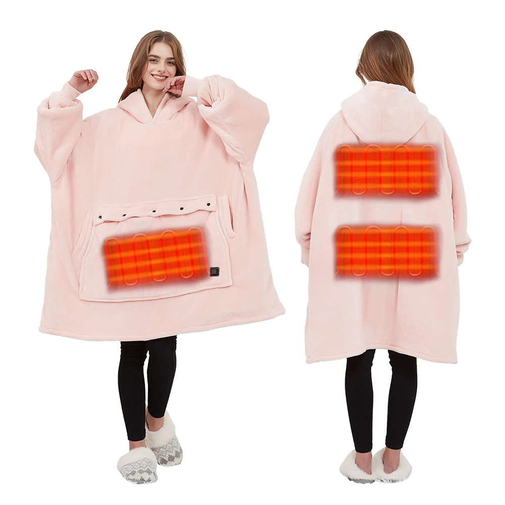 Sweatshirt Unisex Cozy Warm Soft Heated Electric Wearable Mega Winter Hoodie Blanket with Battery