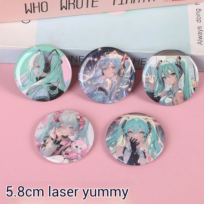 Anime Kawaii Hatsune Miku White Dew End Of Heat Frost Cosplay Badge Pin Spte Tinplate Series Super Cute Versatile Metal Badge