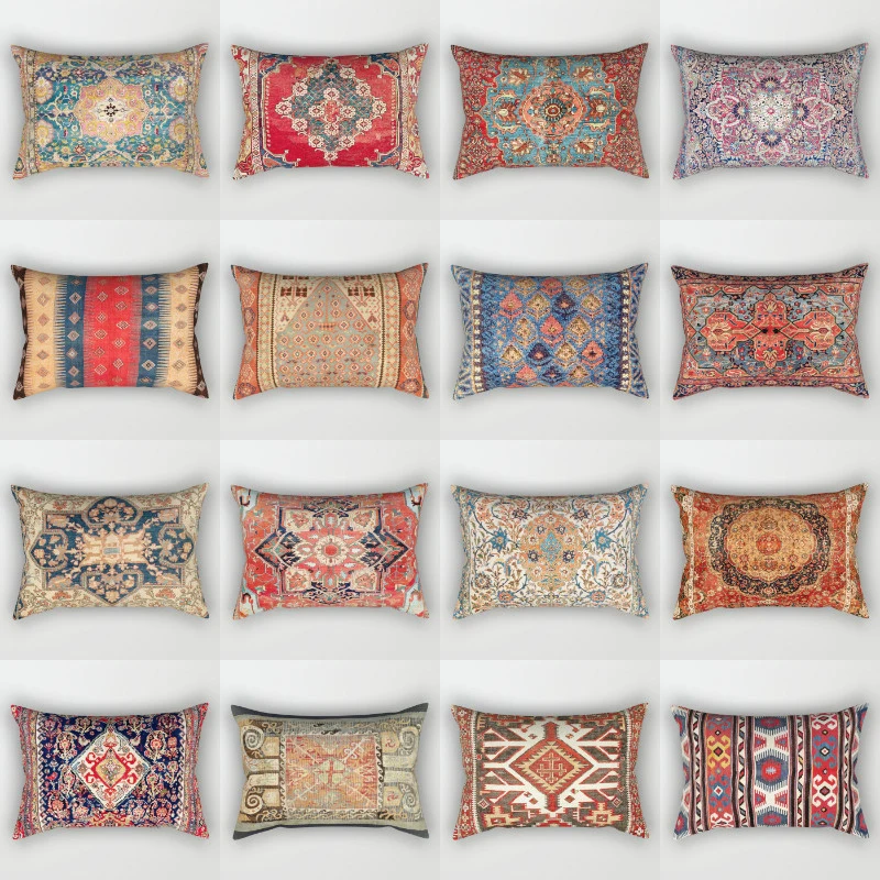 Short Velvet Moroccan Style Double-Sided Pillowcase, Living Room Sofa Waist Cushion Cover, Cushion Cover Pillow Cover 400x600mm