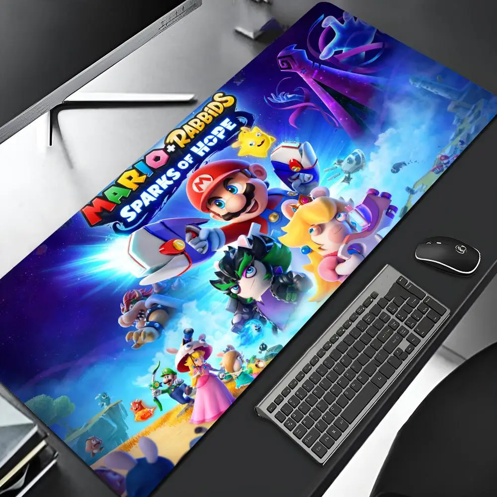 Alfombrilla de ratón M-MarioES de película de Anime, alfombrilla de ratón grande con bloqueo para juegos Xxl, alfombrilla de goma grande para ordenador Gamer, alfombrilla de escritorio para ordenador portátil