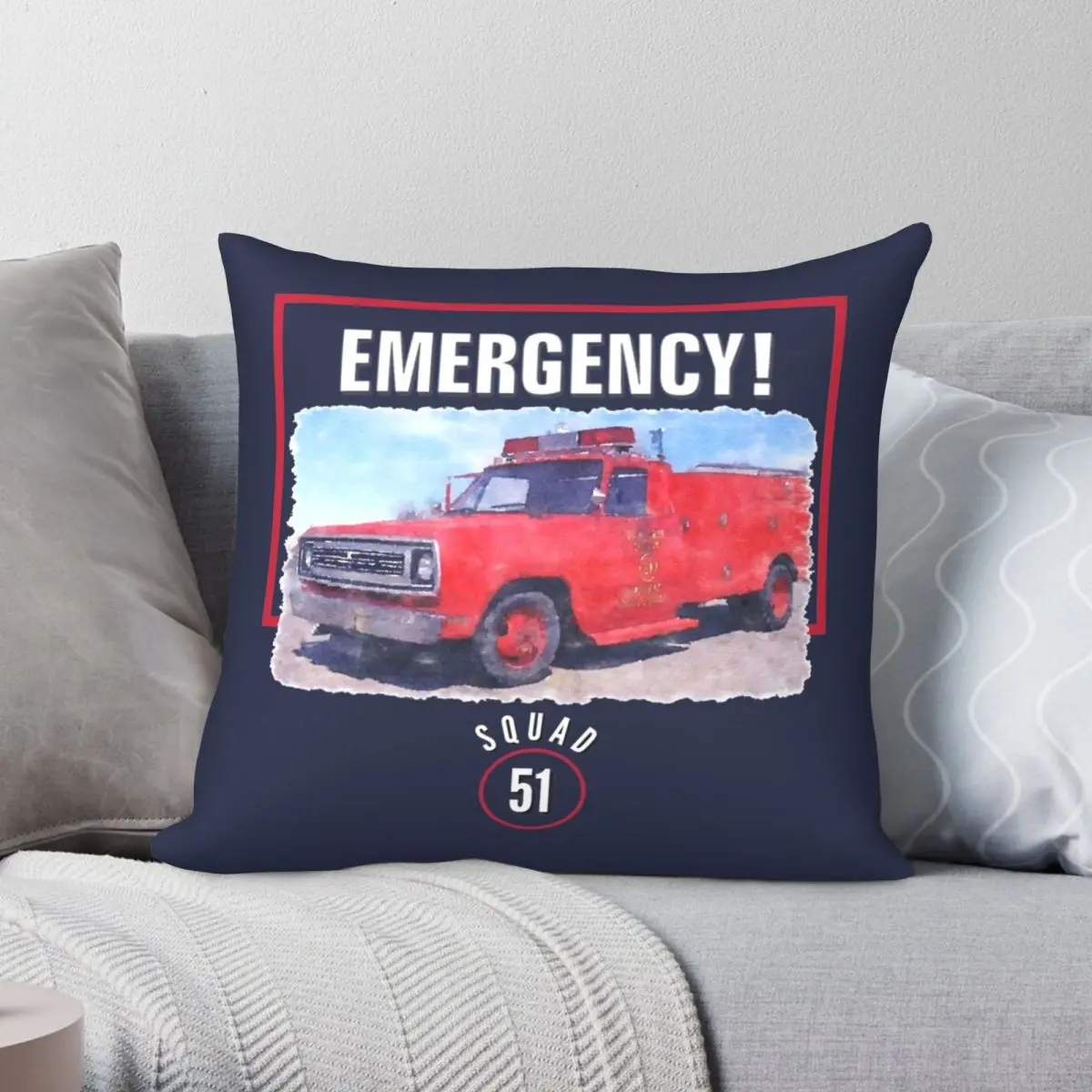 Emergency Squad 51 Truck Pillowcase Polyester Linen Velvet Printed Zip Decor Throw Pillow Case Bed Cushion Case