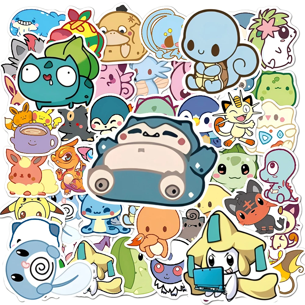 10/30/50pcs Kawaii Pikachu Cartoon Stickers Classic Manga Pokemon Decals Waterproof Cute DIY Stationery Laptop Phone Case