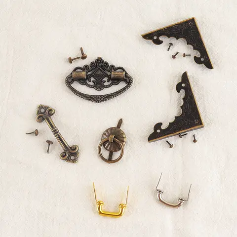 레트로 금속 하드웨어 손잡이 장식 상자 모서리 보호대, DIY 스크랩북 앨범 메뉴 상자 서랍 폴더 코너 장식
