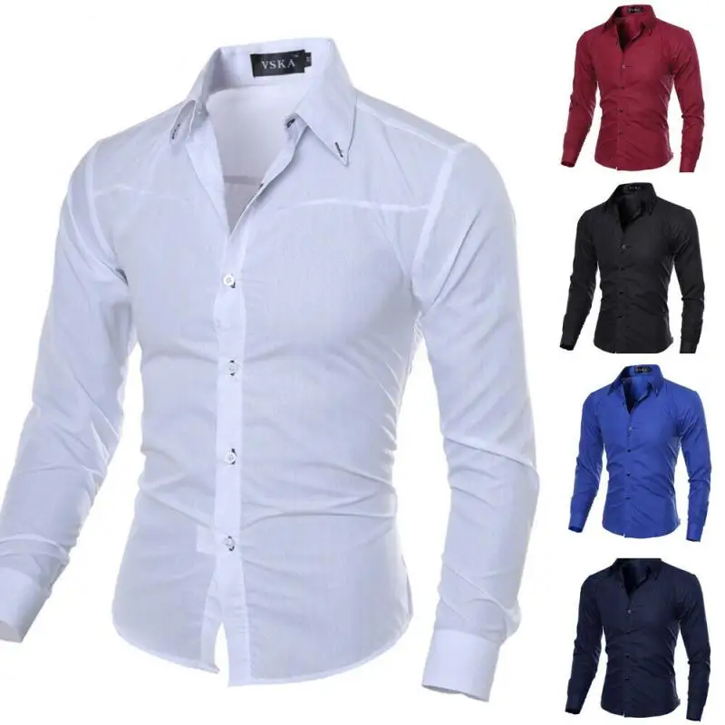 

2024 Mens Luxury Casual Formal Shirt Spring Summer Men Slim Fit Business Dress Shirts Male Turn-Down Collar Blouse Men Clothing