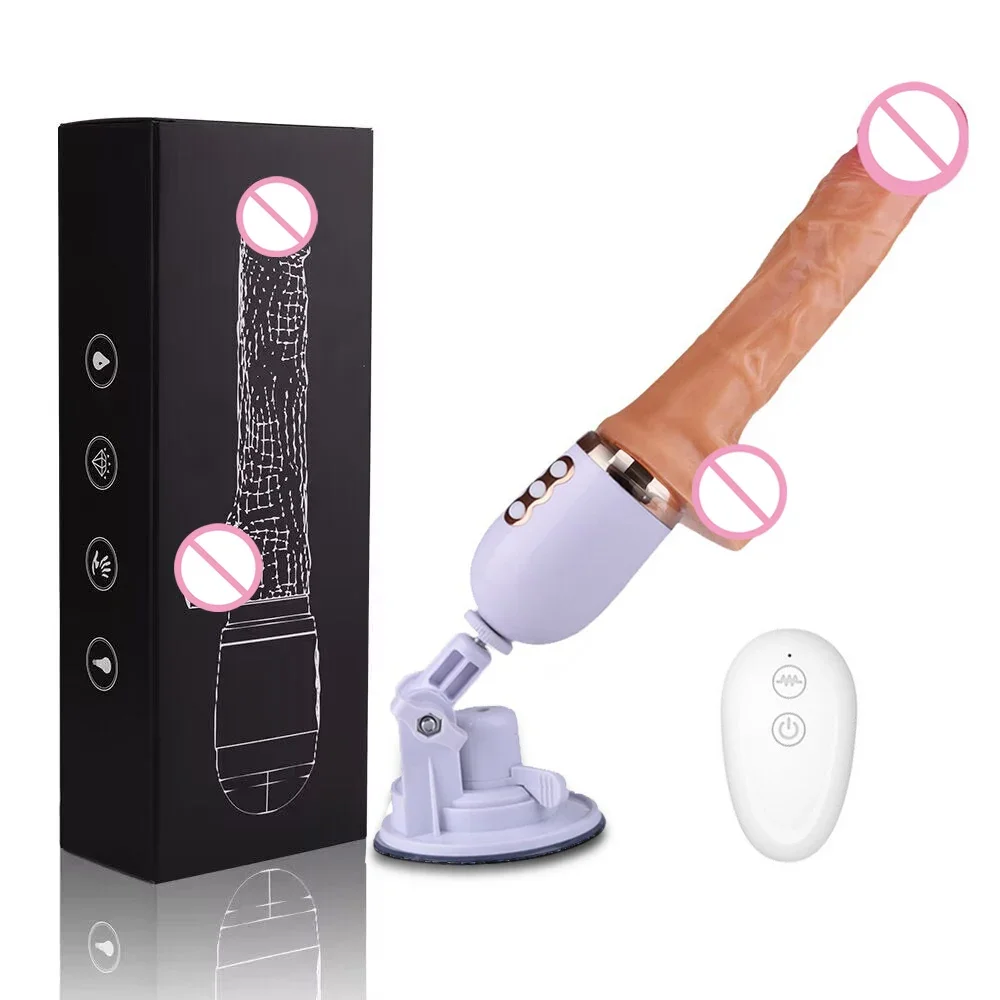 Telescopic Vibrating Thrusting Realistic Dildo with Suction Cup Masturbator Remote Control Female Masturbation Aid for Women