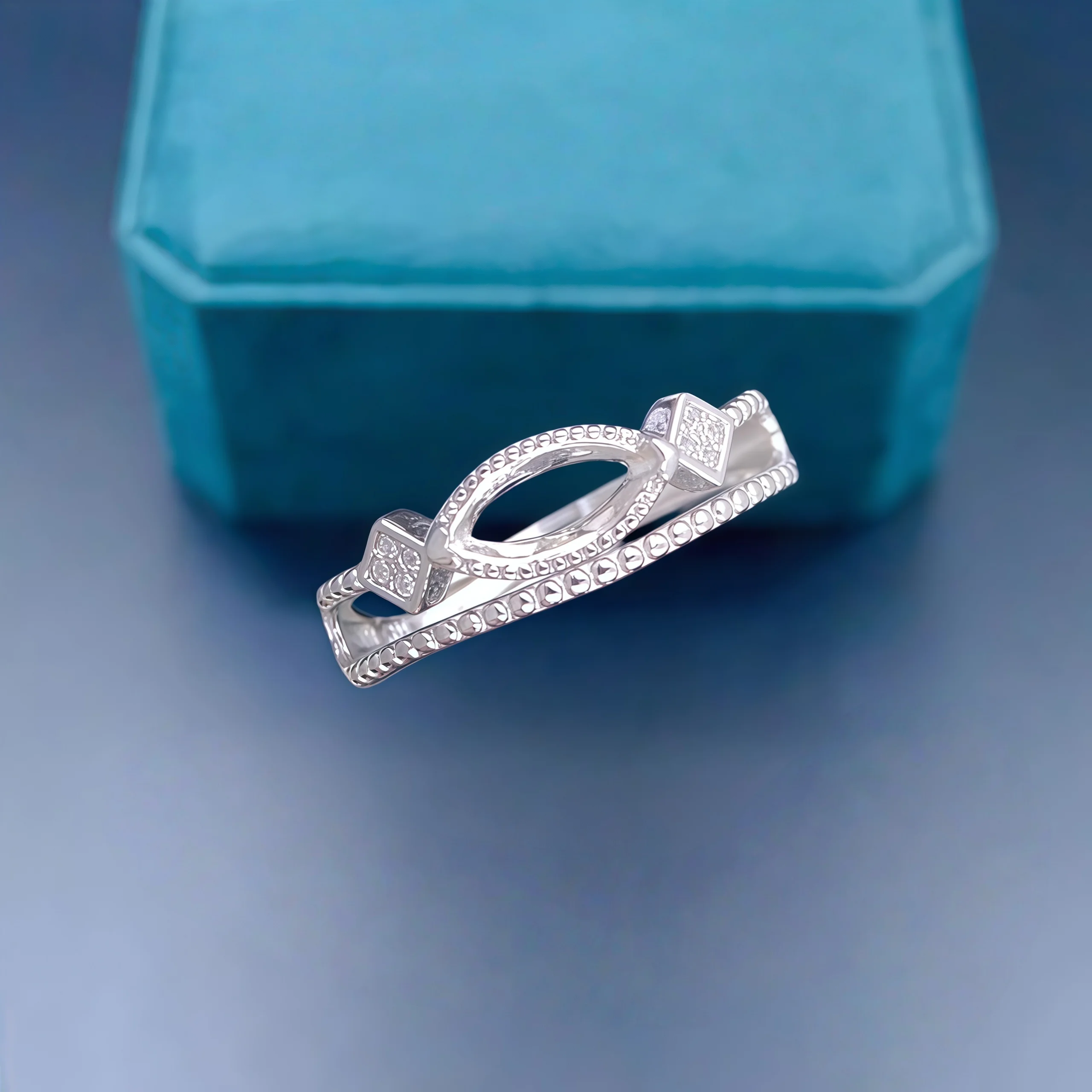 

Fashion Ring Holder DIY Empty Support Setting 4*8mm Horse Eye Shape Stone S925 Sterling Silver for Women Fine Charm Jewelry