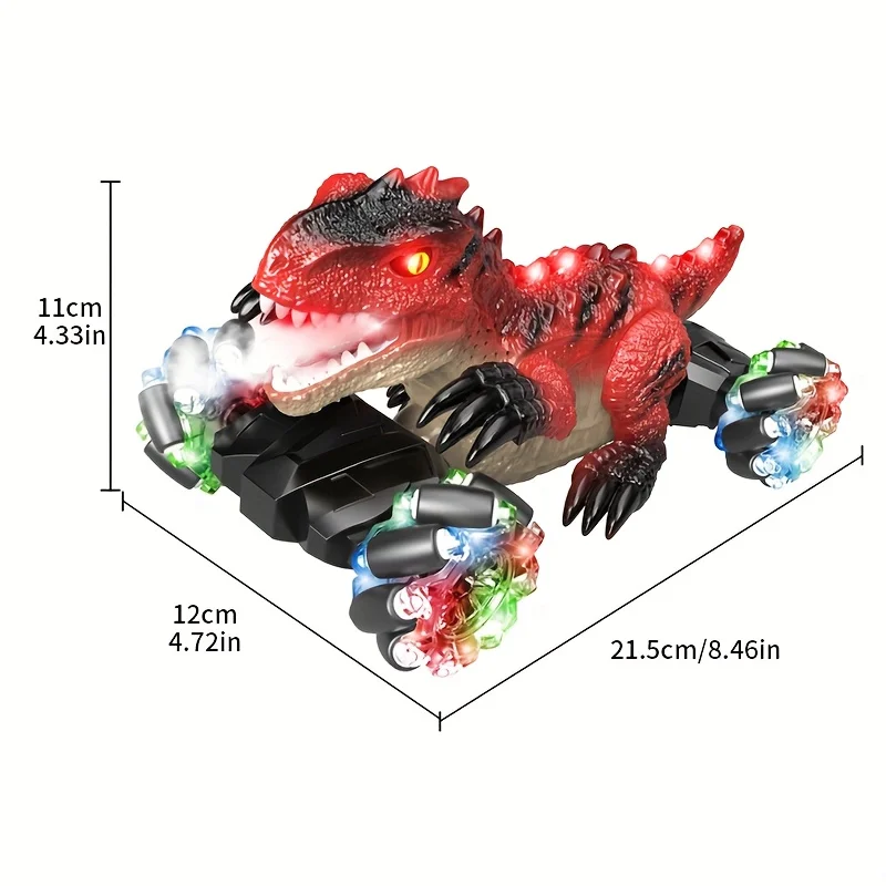 Dinosaurusauto met afstandsbediening, stuntracespeelgoed, 2.4G RC, binnen- en buitenspel