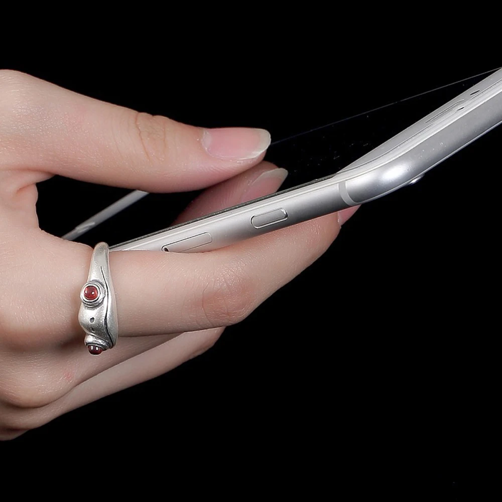 Bague d'ouverture bohème rétro pour femmes, cadeau unisexe, Design artistique, redimensionnable, couleur argent, grenouille