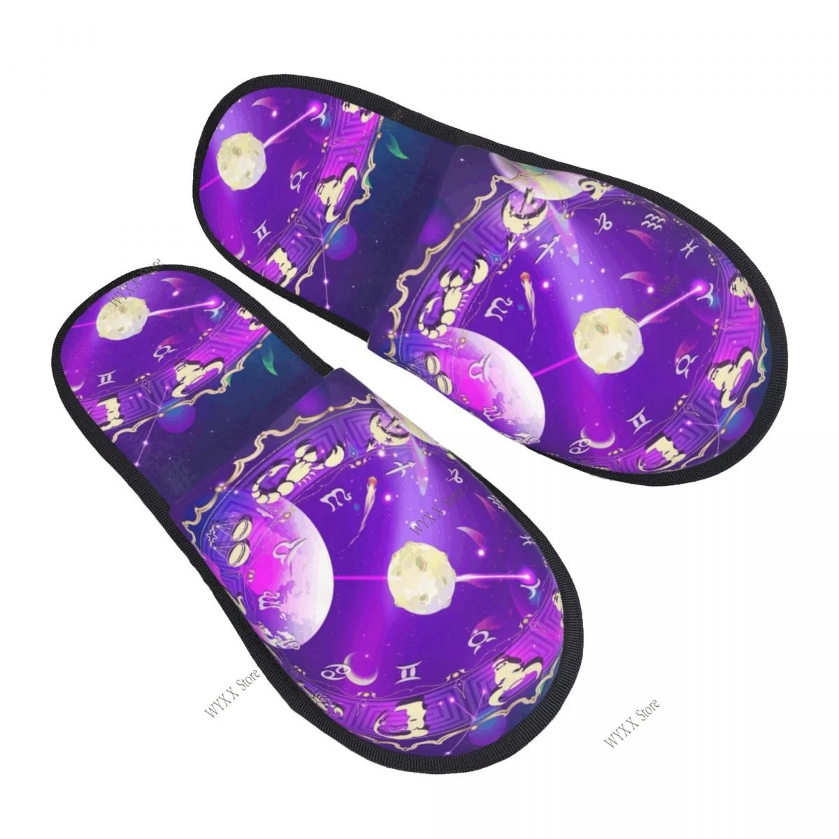 

Fur Slipper For Women Men Fashion Fluffy Winter Warm Slippers Astrological Circle In Space House Shoes