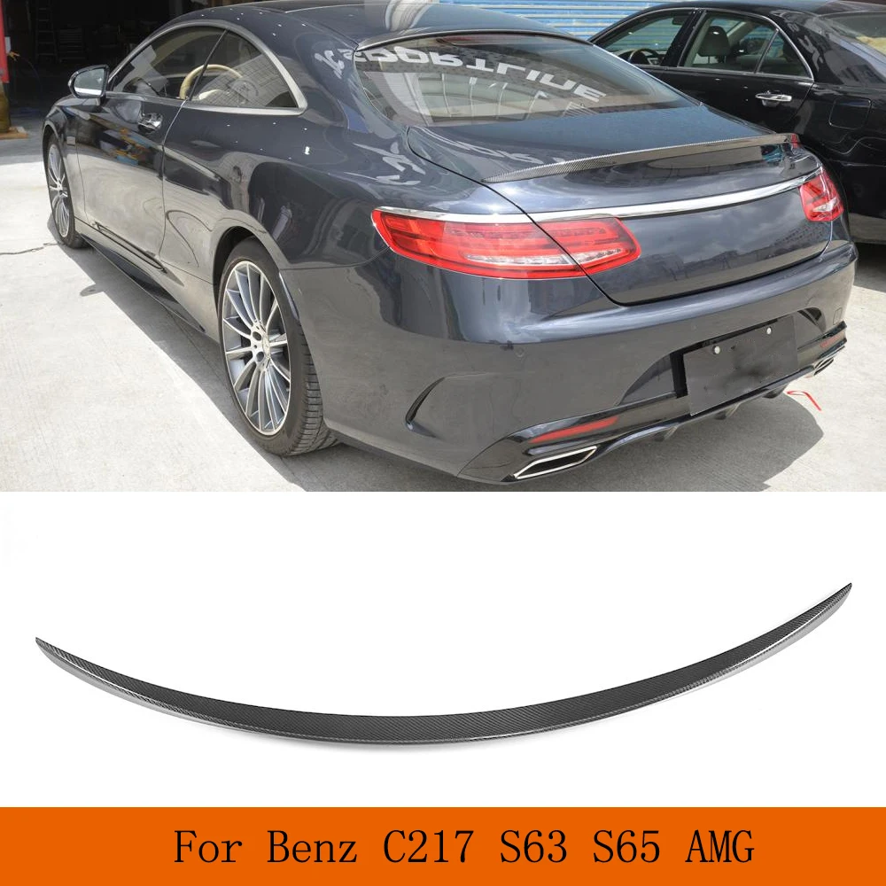 Carbon Fiber Car Rear Spoiler Window Wings For Mercedes-Benz S Class S500 S550 S63 S65 AMG Coupe 2D 14-18 FRP Black