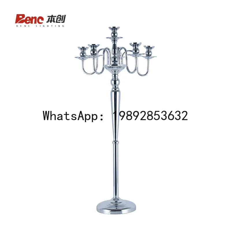 

P1 hotel wedding props wrought iron metal floor candle holder wedding scene silver ornament home