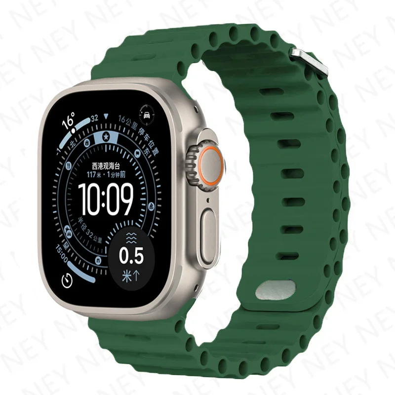 العصابات الجديدة لساعة أبل 10-Ultra 2-3 49 مللي متر 45 مللي متر 41 مللي متر 44 مللي متر سيليكون المحيط سوار iWatch سلسلة 11-9 8 7 6 5 4 SE 3 46 مللي متر 42 مللي متر