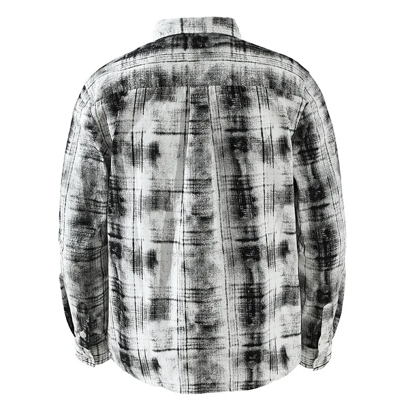 Spring New Plaid Long Sleeve Shirts Man Japanese Style Tie Dye Vintage Shirt Men Causal Pure Cotton Top Streetwear Shirt Jacket