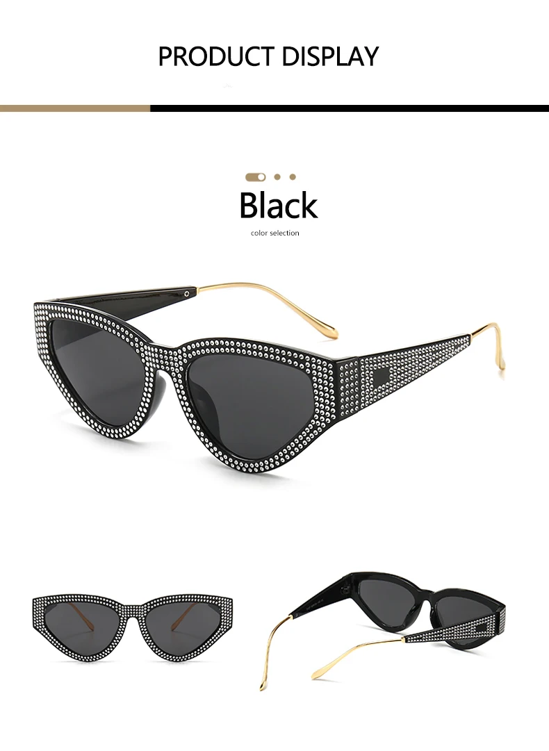 Stilvolle Voll-Diamant Katzenaugen-Sonnenbrille für Damen Unisex Internet-Berühmtheit Streetstyle-Brille 5127 – Detail 8