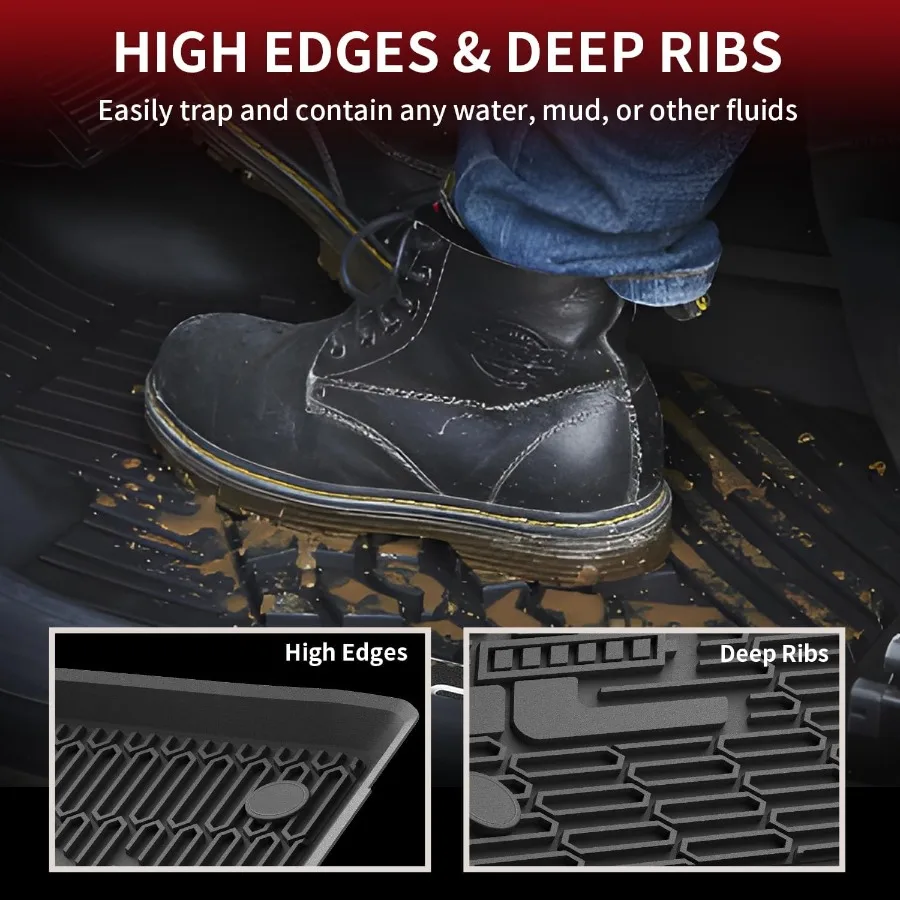 الحصير ل موستانج MachE 20212025 TPE جميع الأحوال الجوية حامي بطانات السيارات 1st 2nd الصف 3 قطعة أسود دائم مقاوم للماء حماية #3