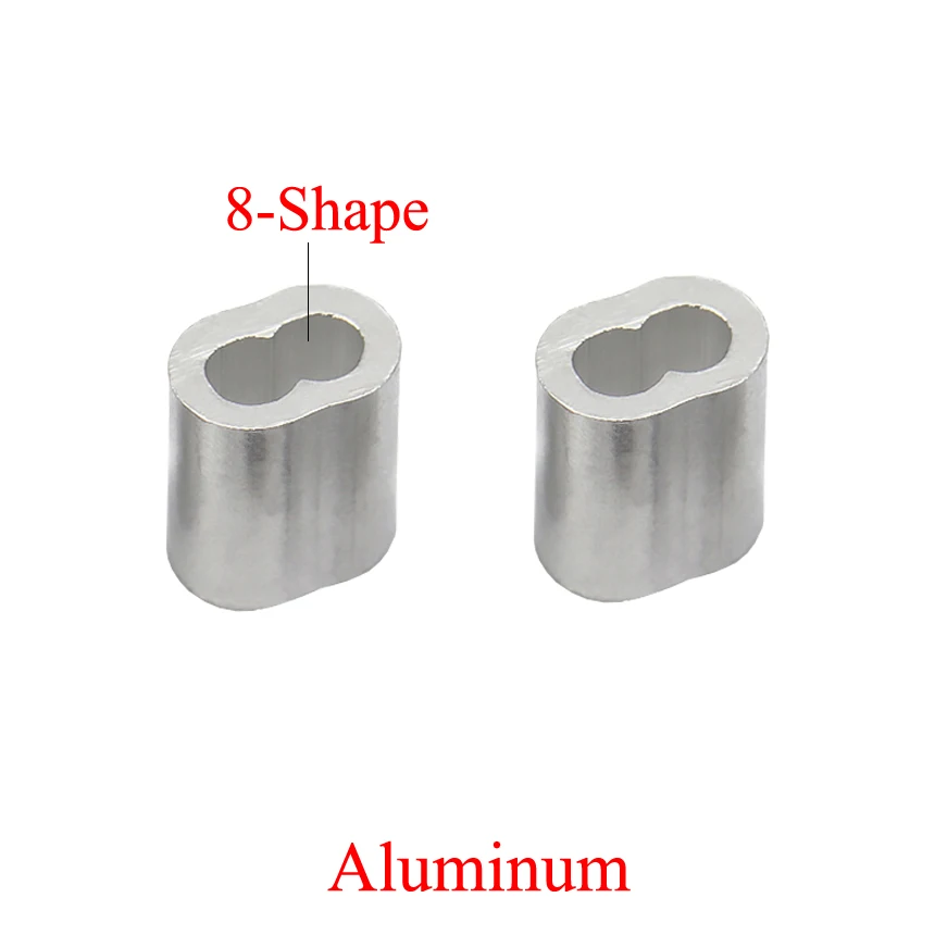 1mm 1.2mm 1.5mm 2mm 2.5mm 3mm Double Two Holes 8 Shape Steel Wire Rope Clip Crimping Clamps AL Aluminium Sleeve Ferrule