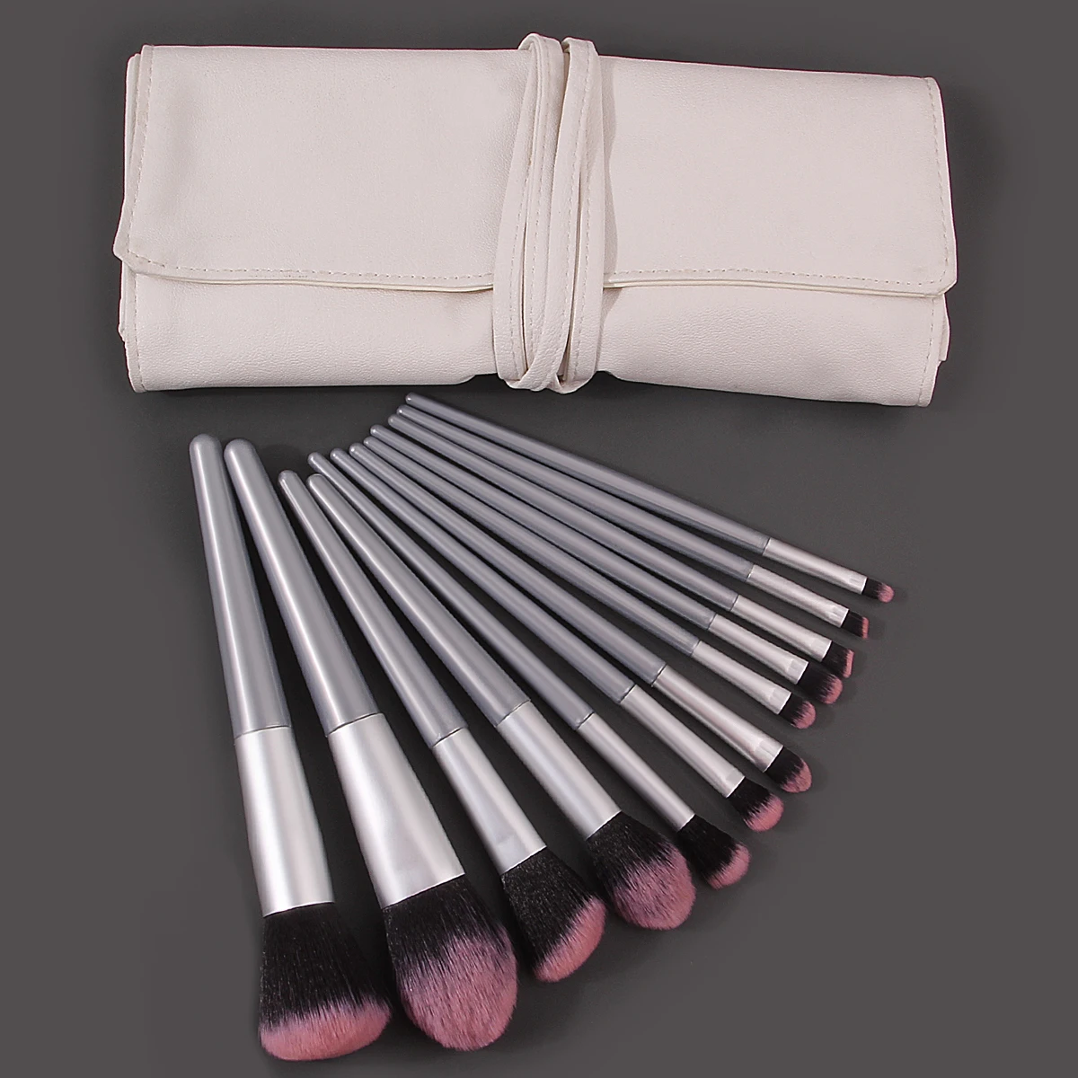12PCS high-quality multi-purpose facial makeup brush set &1PCS large-capacity portable 12-hole makeup brush strap bag