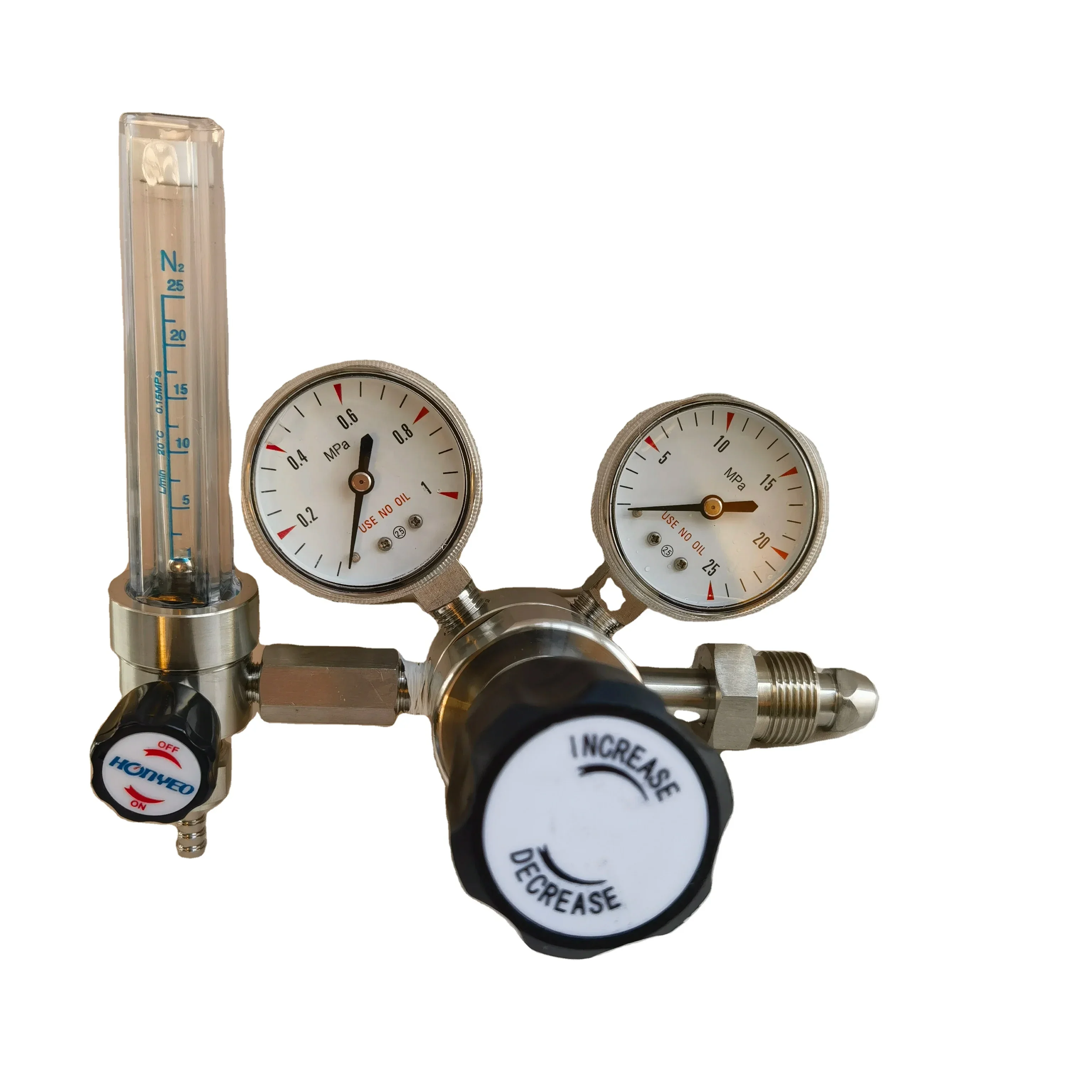 2026/SS316L double gauges  Nitrogen  Regulator with 0-15L flow meter for N2 cylinder