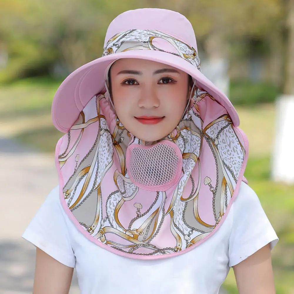 Do Farming Work Outdoor Polyester Tea Picking Hat Summer UV Protection With Neck Flap Women Sun Hat Flower Print Bucket Hat