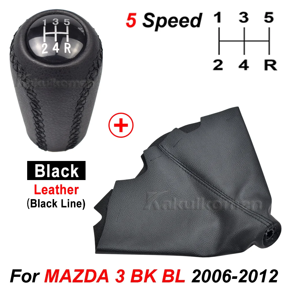 High Quality Leather Car Gear Shift Knob Lever Gaitor Boot Cover For MAZDA 3 BK BL 2006 2007 2008 2009 2010 2011 2012 5/6 Speed