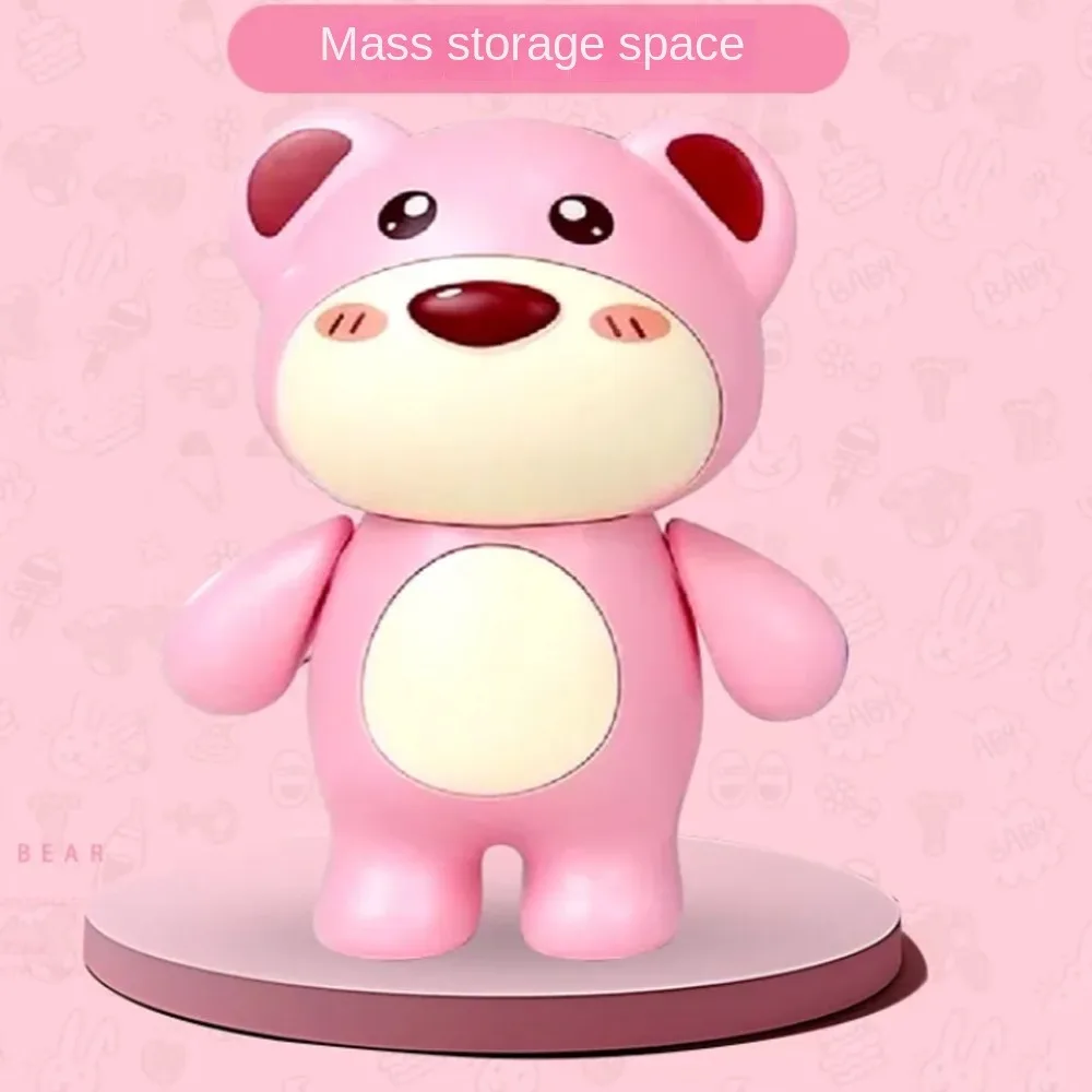 Tanque de poupança bonito urso cofrinho braço decorativo móvel pequenas caixas de dinheiro dos desenhos animados urso rosa crianças caixa de armazenamento moedas dinheiro