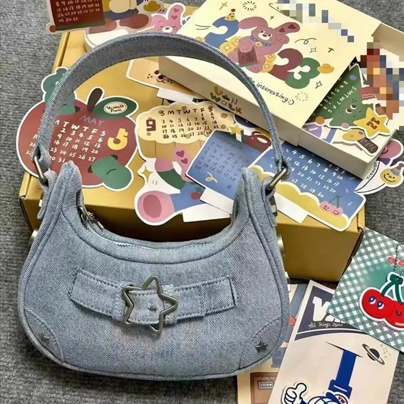 Vintage Lässige Niedliche Weiße Stern-Schultertasche Damen Umhängetaschen Leder-Reißverschlusstaschen Handtaschen für Frauen – Detail 10