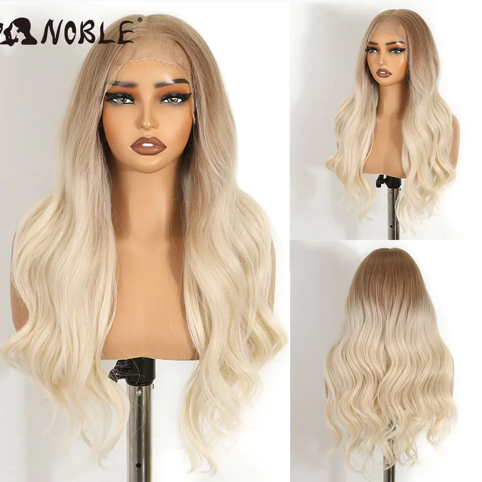 

Noble Synthetic Lace Front Wig 13X6 Lace Front Wig 26 Inch Body Wavy Lace Wig For Women Lace Front Wig Ombre Blonde Cosplay Wig