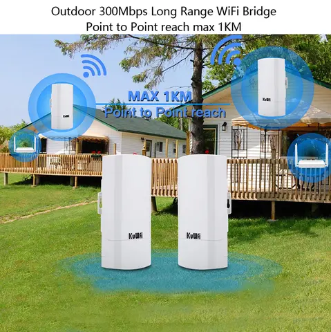 2 개/몫 300Mbps 무선 라우터 야외 1KM P2P 무선 브리지/Wifi 리피터 지원 WDS 기능 LED 디스플레이로 설정 없음