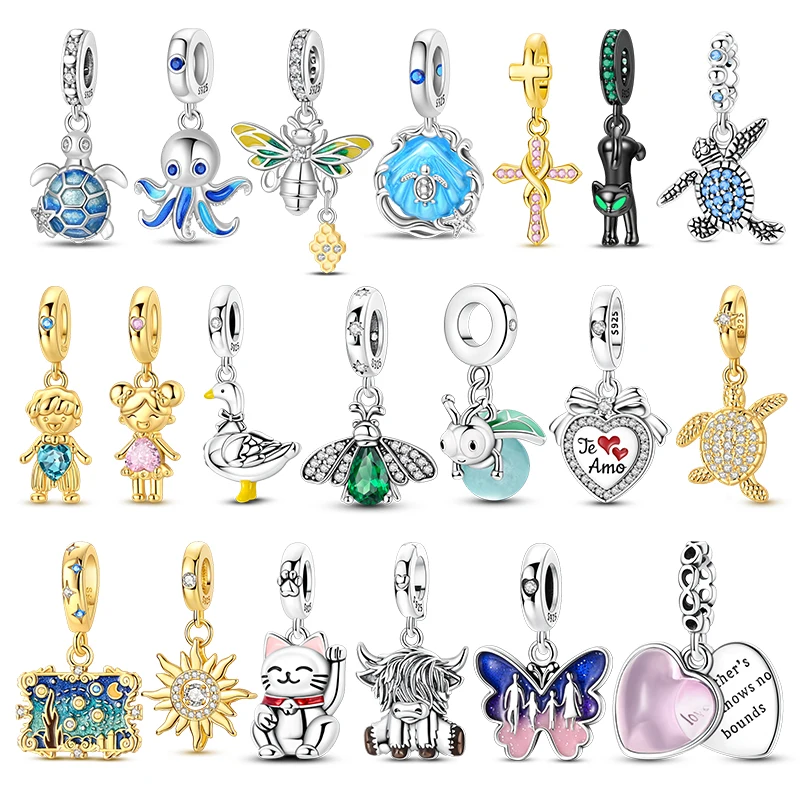 New Fashion 925 Sterling Silver Swallow Parrot Frog Dragonfly Pendant Fit Original Charms Bracelet Women Jewelry Gift