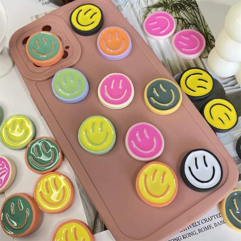 10Pcs Colorful Smile Face Flat Back Resin Cabochon Arts Patches Jewelry Make Hair Accessories