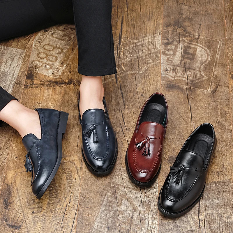 

Мужские повседневные лоферы в классическом стиле для вечеринок или офиса, размеры 38-46, кожаные туфли с кисточками, удобные для повседневной носки, новые.