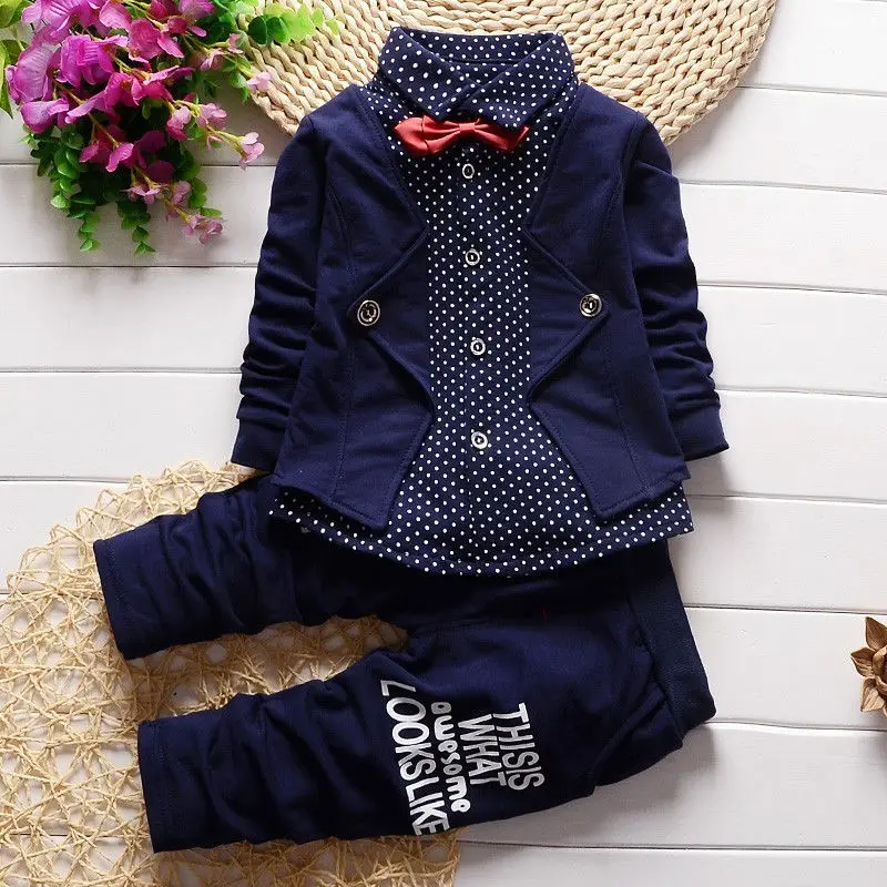 Fashion Boys Gentleman Suits for Wedding Kids Birthday Gift Party Child Clothing Sets Blazer +Pant 2pcs School uniform Clothes