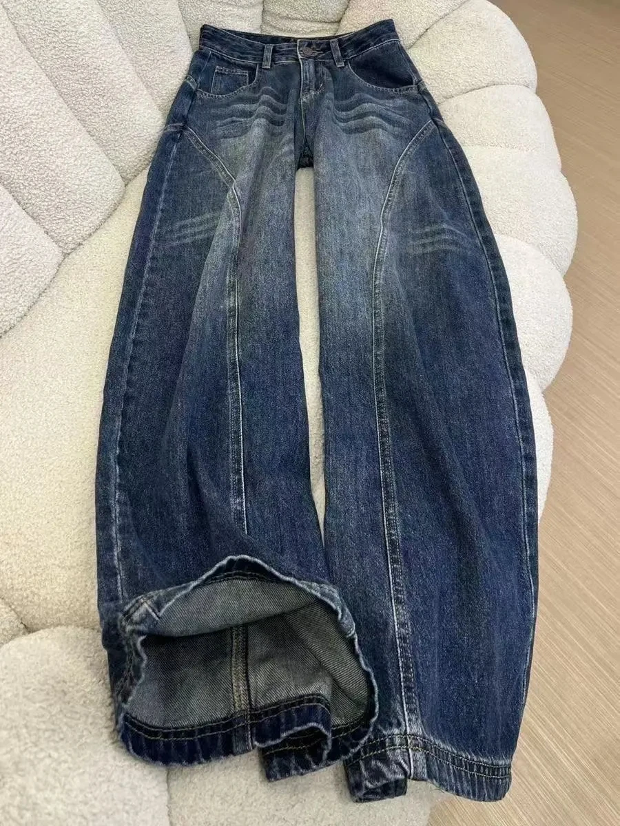 Loose Fit Womens Y2k Jeans Straight Wide Leg Denim Pants Baggy Trousers Vintage Washed High Waist Casual  Women's jeans pants