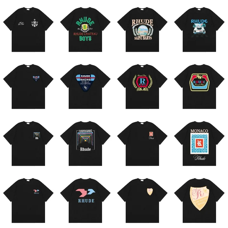 2026 New Trend Versatile RHUDE Top Tee High-quality Cotton Printed Short Sleeves