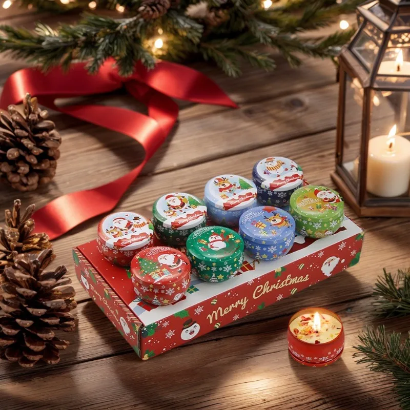 2025 New Home Decoration Christmas Candle Party Gift 4-piece Gift Set Gift Box Candles Holiday Home Decoration Candles