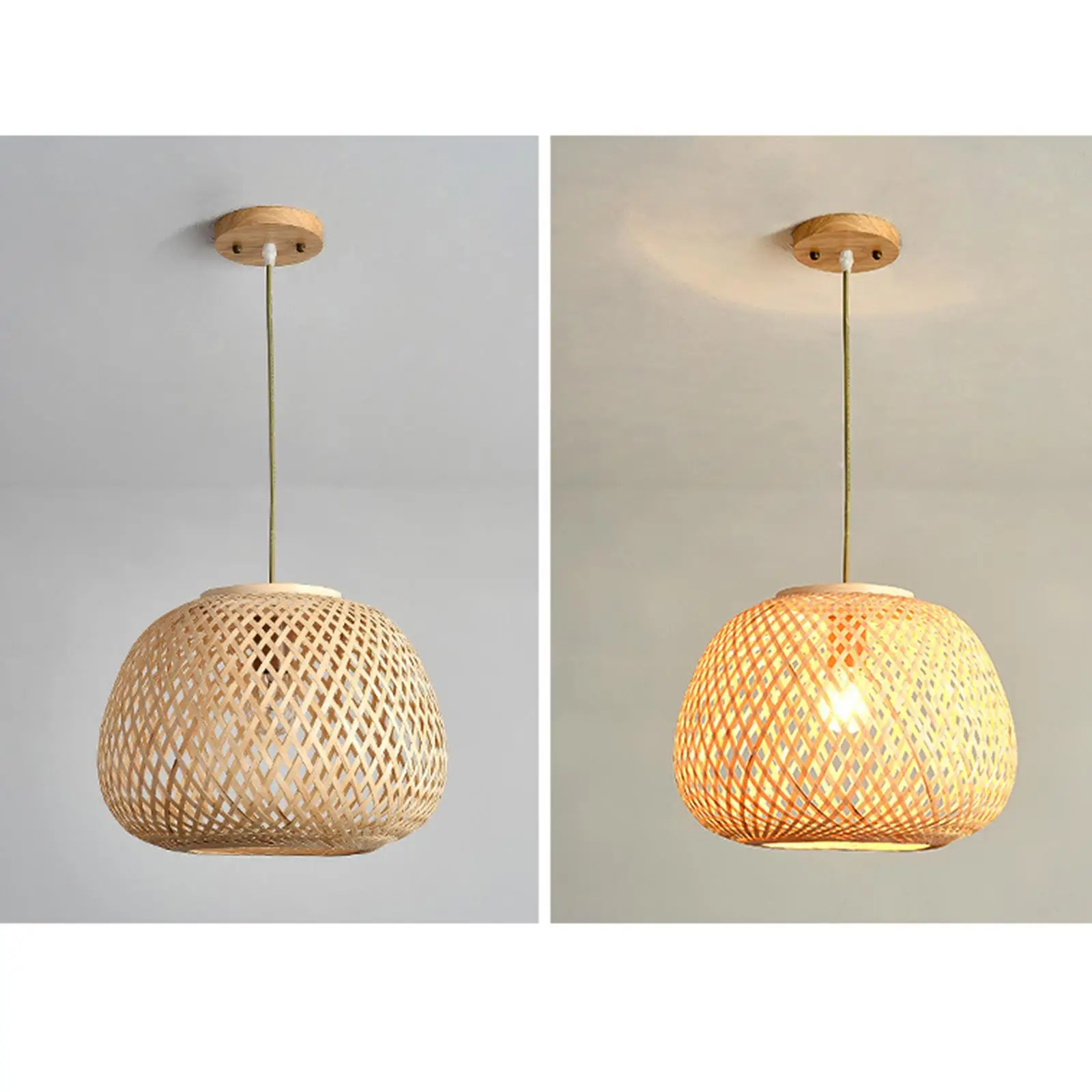 Rustic Style Hand Woven Pendant Lamp Hanging Light Fixture Ceiling Light Bamboo