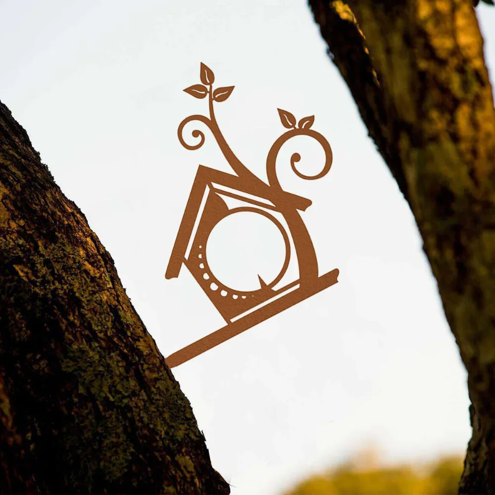 CIFBUY Fat Ball Bird Feeder Metal Wall Art Iron Hanging Sculpture Durable Signage Plaque Ornament for Home Garden Yard Patio