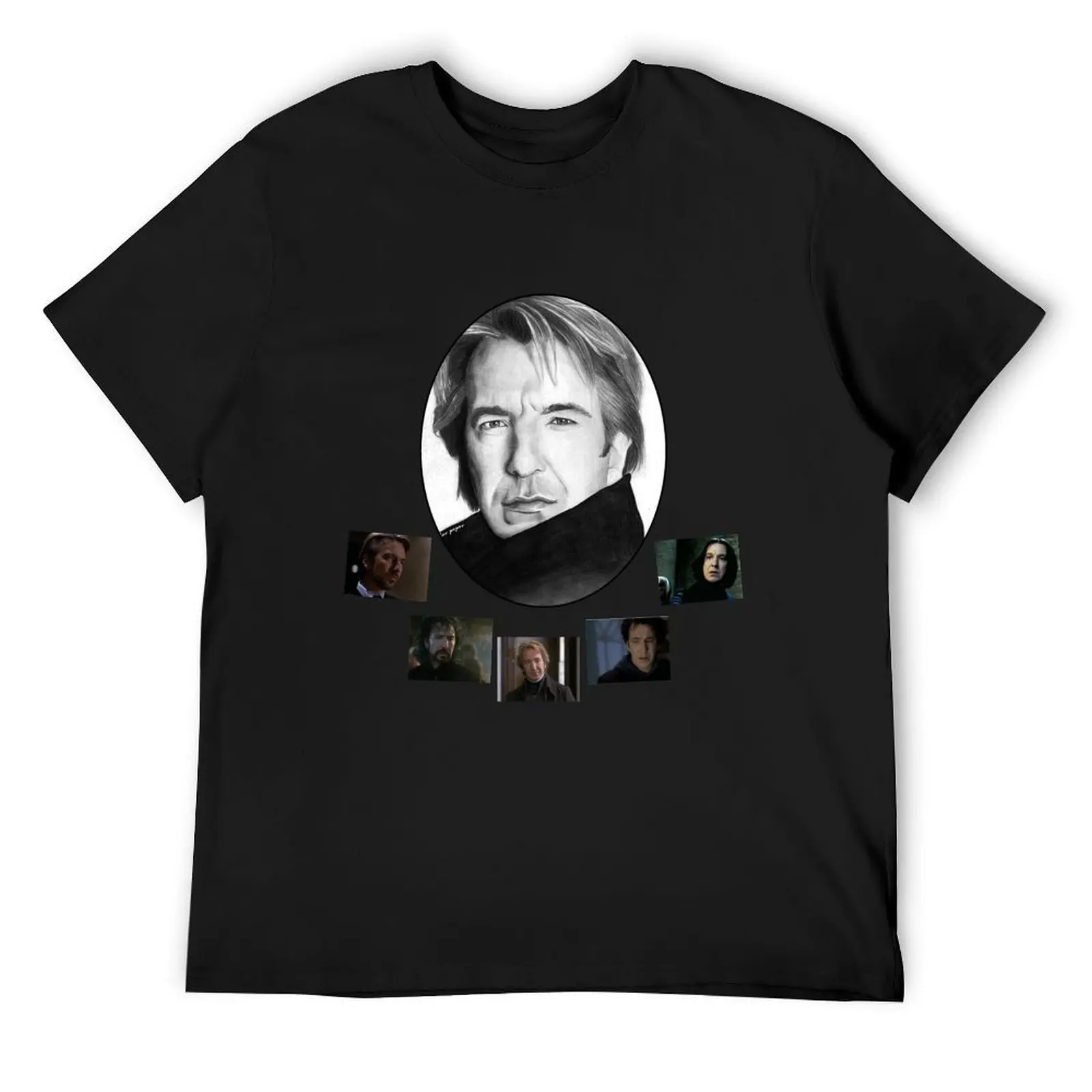

The Many Faces of Alan Rickman T-Shirt Short sleeve tee fashion shirts Louboutins men clothings