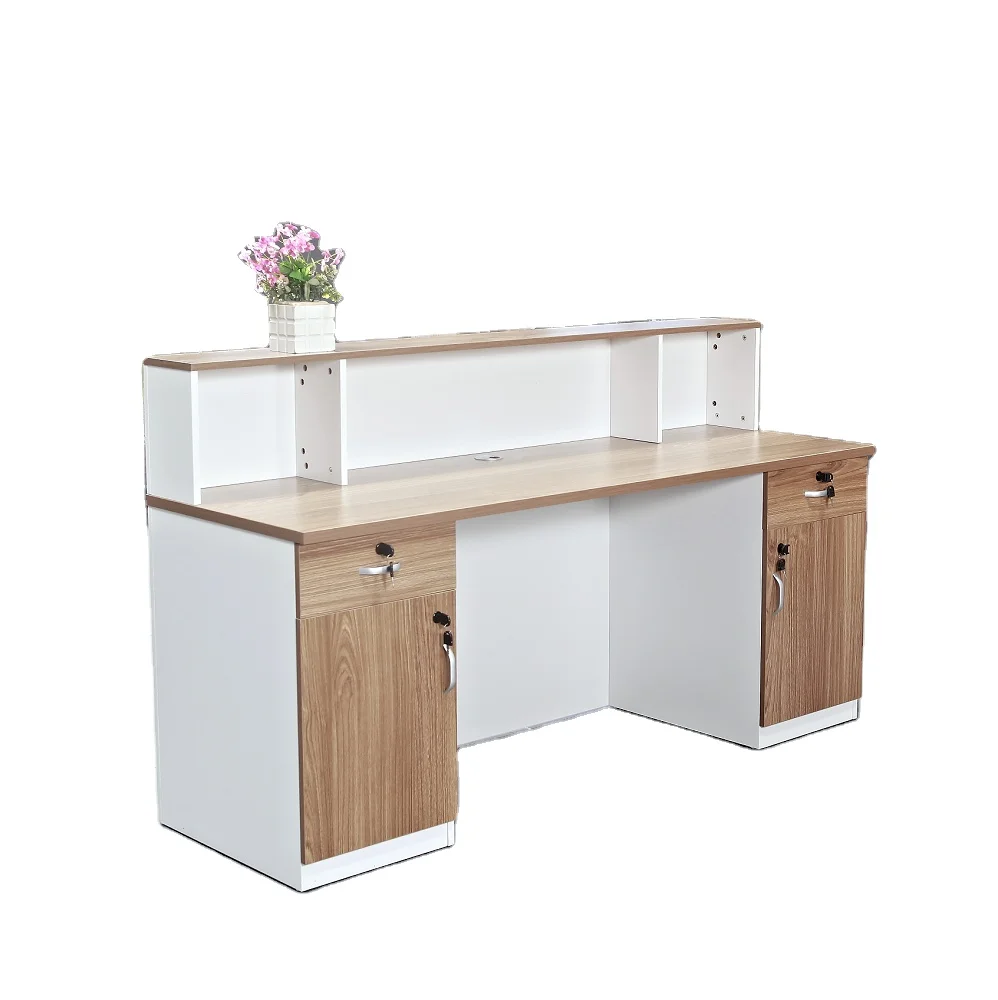 

MDF Board MFC Surface Reception Desk Office Furniture Wooden Made Reception Table Custom Color