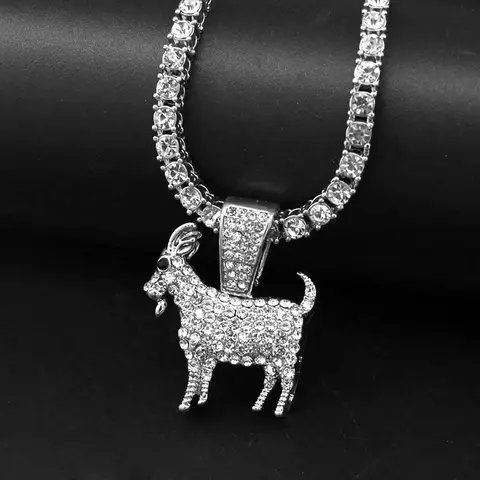 Fashion Gold Silver Plated Goat Pendant Necklace Hip Hop Tennis Chain Necklaces For Women Mens Gifts Motivation Jewelry