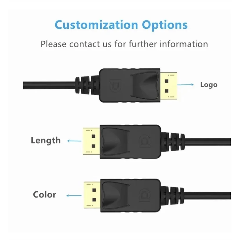 Cabo Displayport 1.2 4k 144hz Adaptador DP Blindado 1,8m 3D