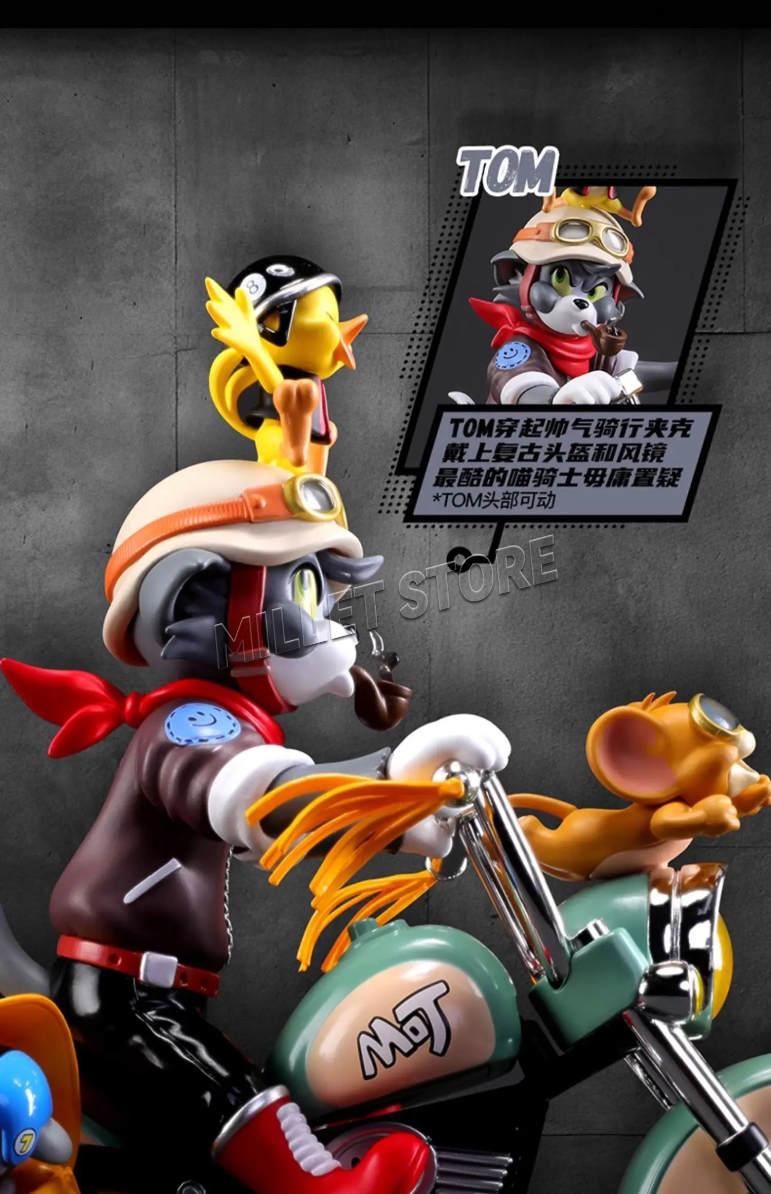 52TOYS 1/12 Série Clássica de Animação Curtas TOM JERRY Gato e Rato Motocicleta Retrô 6in 18CM Conjunto Completo de Figuras Modelo