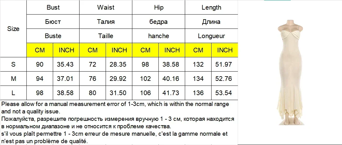 Beiges Polka-Dot Meerjungfrau-Maxikleid Elegantes Sweetheart-Ausschnitt Spaghetti-Träger Rüschensaum Bodycon-Abendkleid für Partys und Hochzeiten – Detail 2
