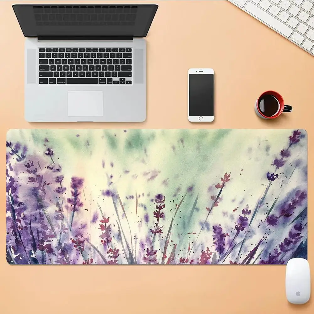 

Warm And Cool Toned Watercolor Flowers And Plants Desk Mouse Pad HD Desk Pad Extended Gaming Keyboard Mats Gamer Mousepad 90x40