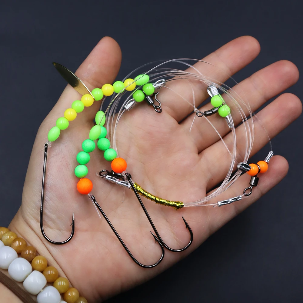 ZYZHE 1/3/5 Stück Surf-Angelrigs, Flachfisch-Rigs, vorgebundene handgefertigte High&Low-Rigs, ideal für Flachfisch, Barsch, Schnapper – Detail 6
