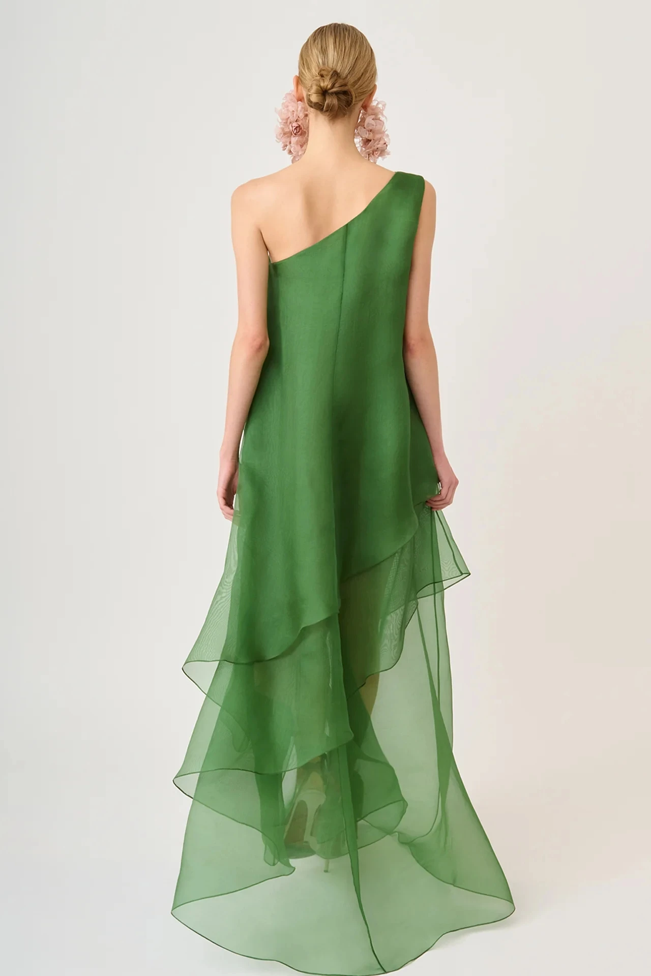 Simple Green Chiffon A-line Ankle Length Prom Gowns Women's One Shoulder Sleeveless Evening Dresses Party Dress Customized image 2