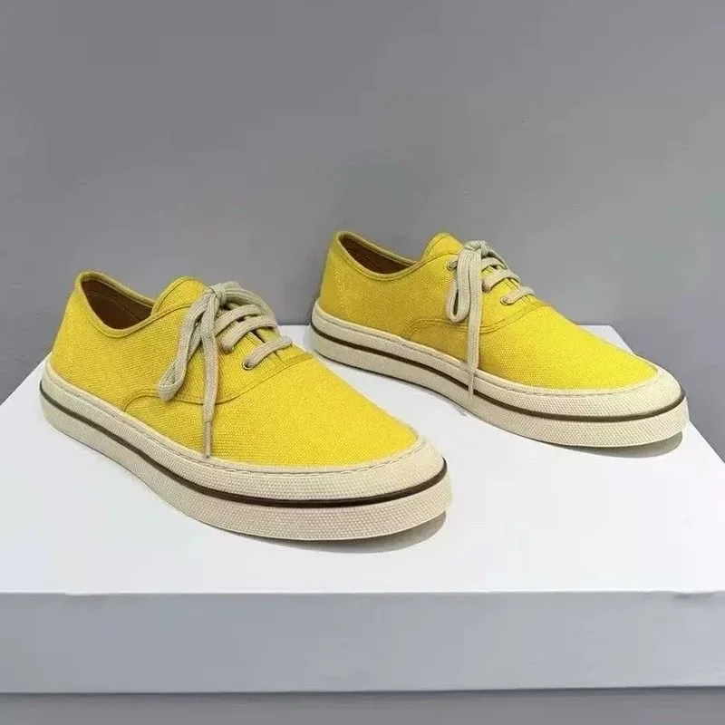 Hard Wear Resist Flat Outsole Unisex Casual Linen Sneakers Abrasion Proof Bottom Full Cotton Upper Continuous Long Outdoor