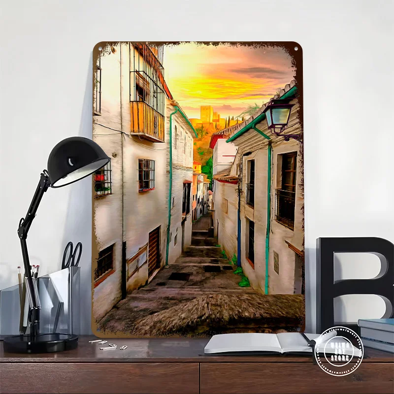 ALHAMBRA IN GRANADA Luxury Decoration Home Decor Accessories Metal Wall Art Bedroom Decorations for Living Room Tin Sign Items