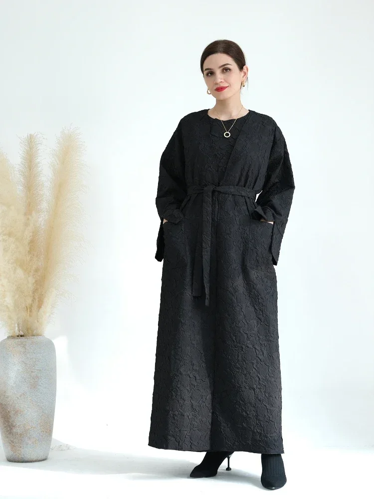 Autumn Winter Thick Abaya for Women Muslim Long Robe Morcocco Kaftan Solid Color Long Sleeve Abayas Dubai Saudi Arabic Robe 2023